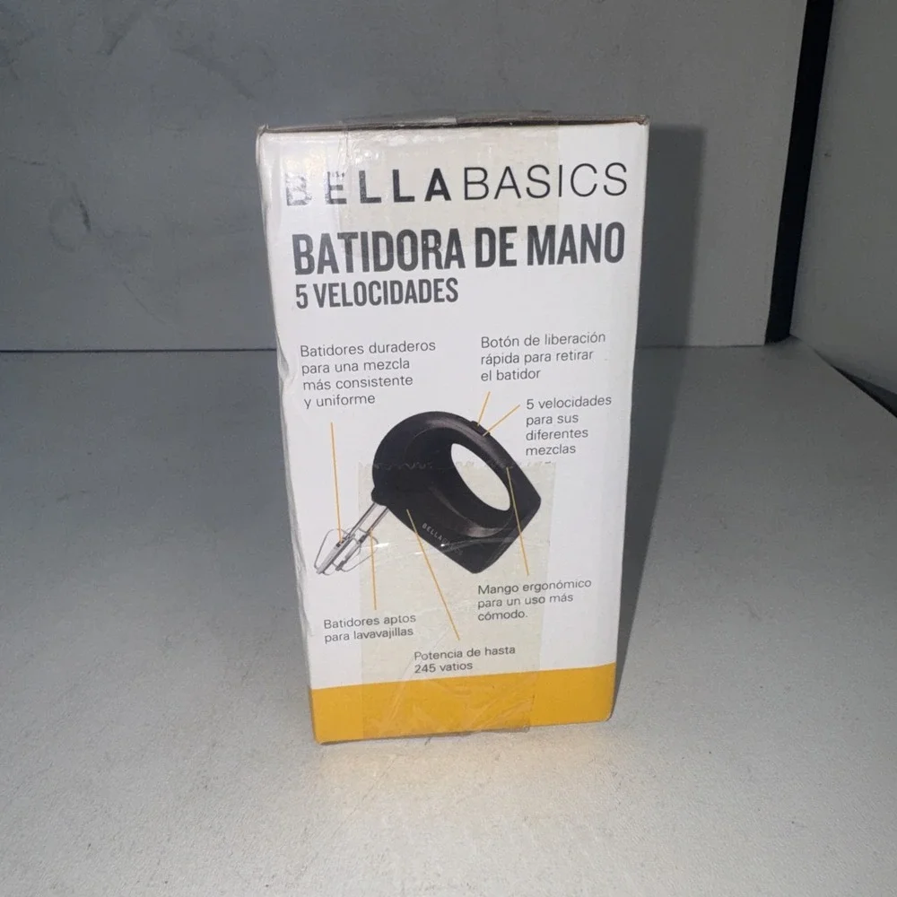 Bella Basics Hand Mixer 5-Speed Black Brand New In Box Never Used